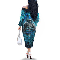 Skull Family Matching Off Shoulder Long Sleeve Dress and Hawaiian Shirt Try Again Tomorrow - Wonder Print Shop
