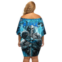 Skull Family Matching Off Shoulder Short Dress and Hawaiian Shirt Try Again Tomorrow - Wonder Print Shop