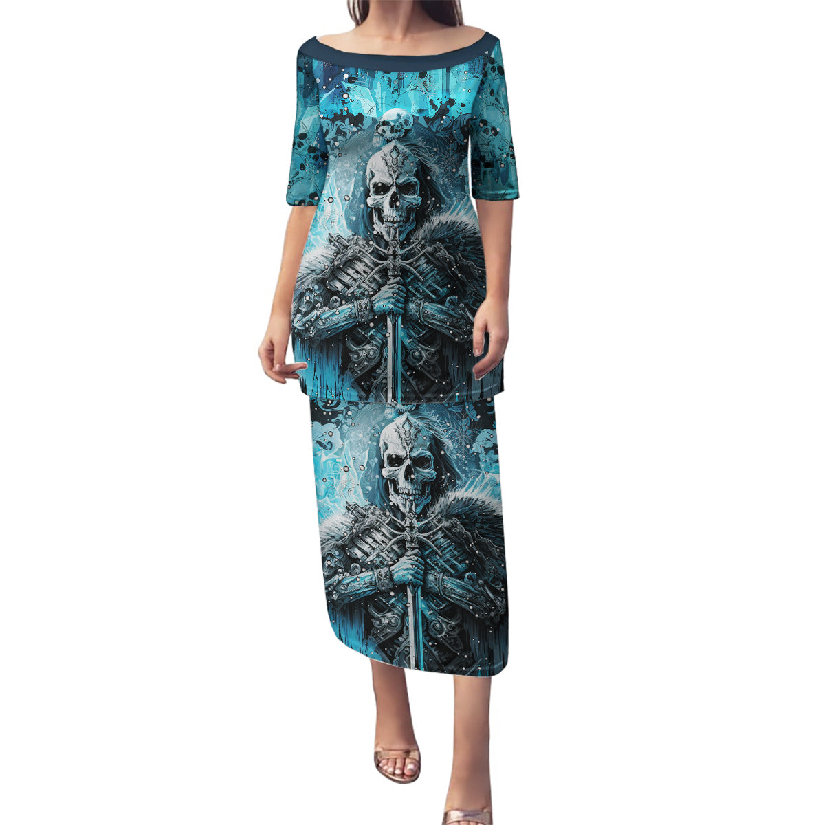 Skull Family Matching Puletasi Dress and Hawaiian Shirt Try Again Tomorrow - Wonder Print Shop