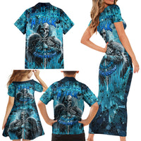 Skull Family Matching Short Sleeve Bodycon Dress and Hawaiian Shirt Try Again Tomorrow - Wonder Print Shop