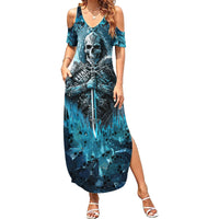 Skull Family Matching Summer Maxi Dress and Hawaiian Shirt Try Again Tomorrow - Wonder Print Shop