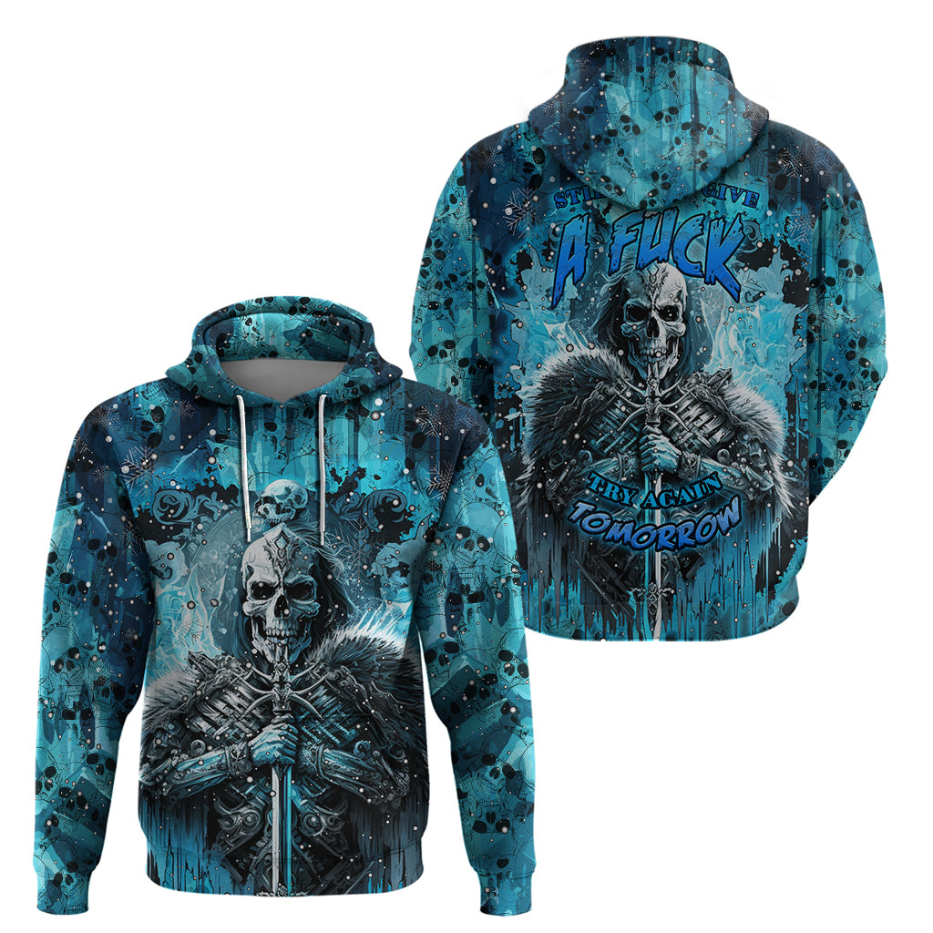 Skull Hoodie Try Again Tomorrow - Wonder Print Shop