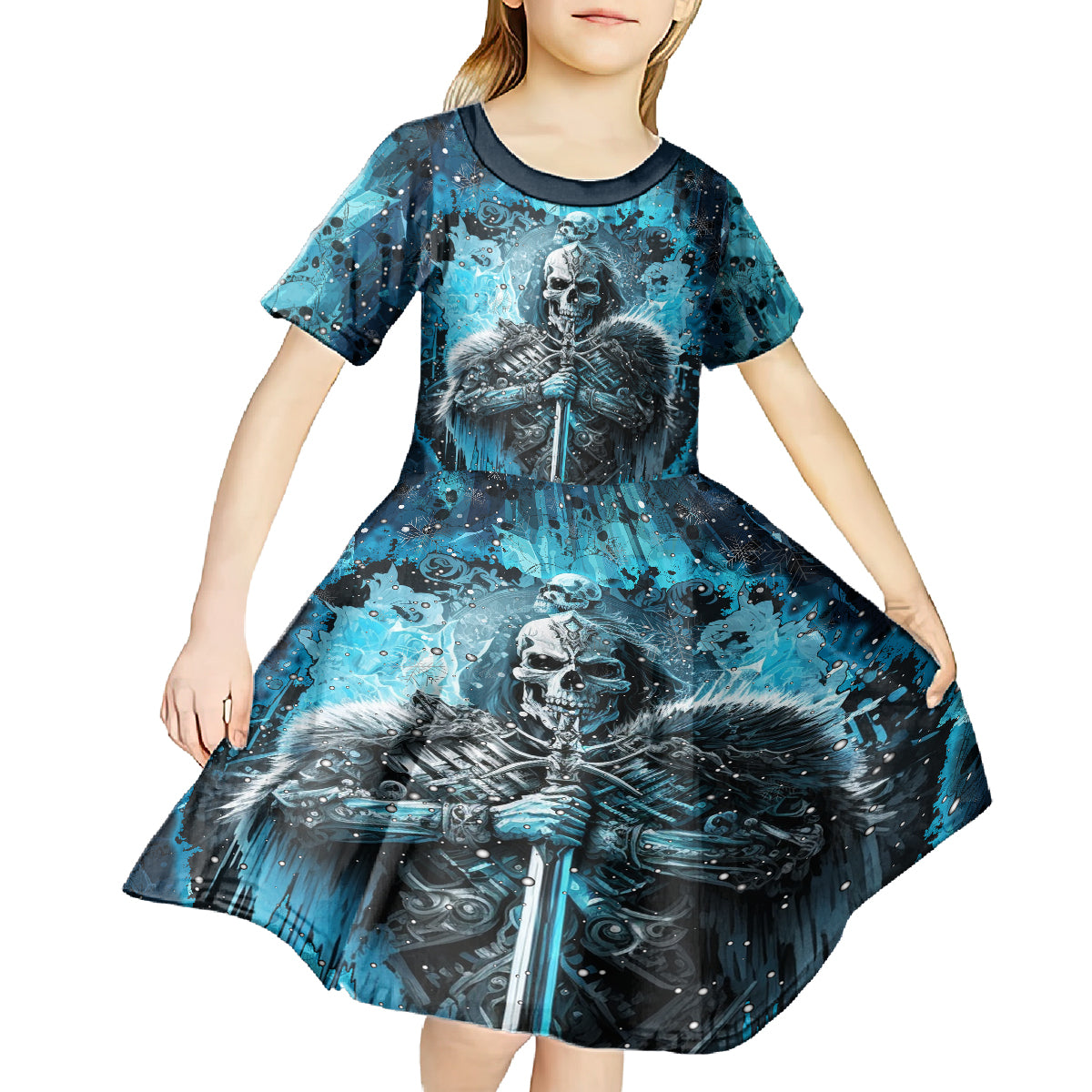 Skull Kid Short Sleeve Dress Try Again Tomorrow - Wonder Print Shop