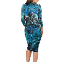 Skull Long Sleeve Bodycon Dress Try Again Tomorrow - Wonder Print Shop
