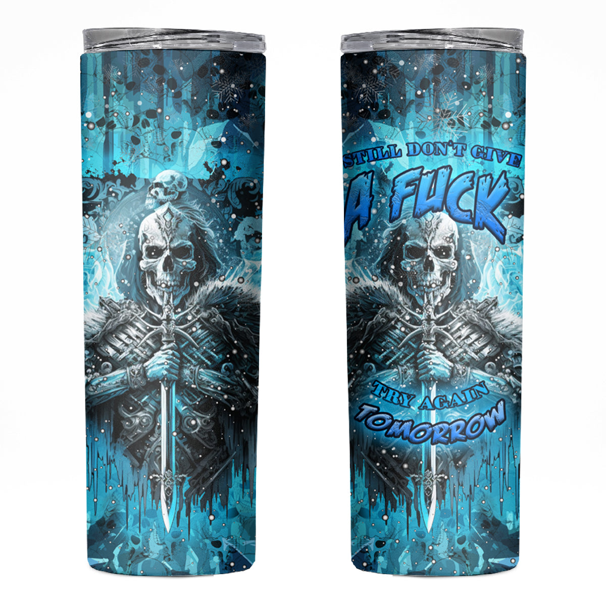 Skull Skinny Tumbler Try Again Tomorrow - Wonder Print Shop