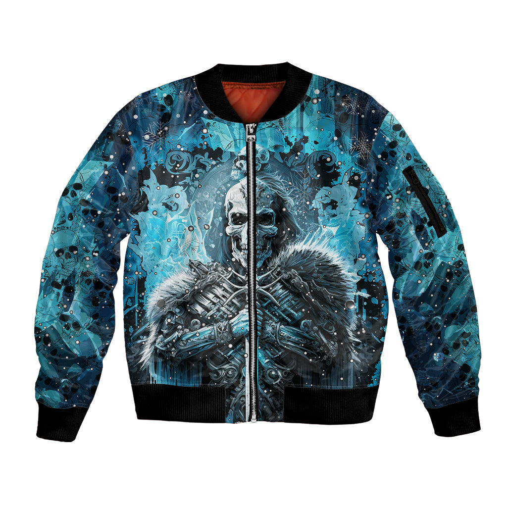 Skull Sleeve Zip Bomber Jacket Try Again Tomorrow - Wonder Print Shop