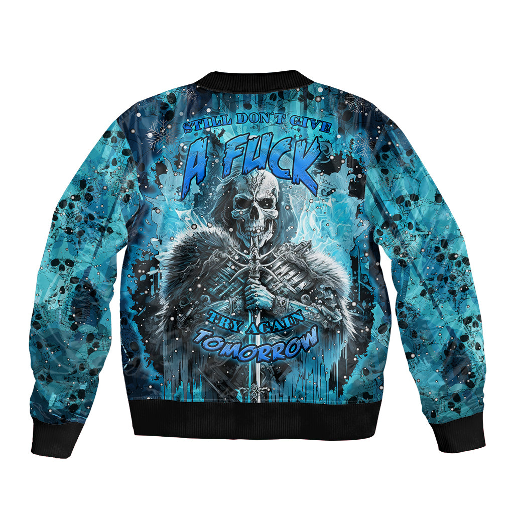 Skull Sleeve Zip Bomber Jacket Try Again Tomorrow - Wonder Print Shop