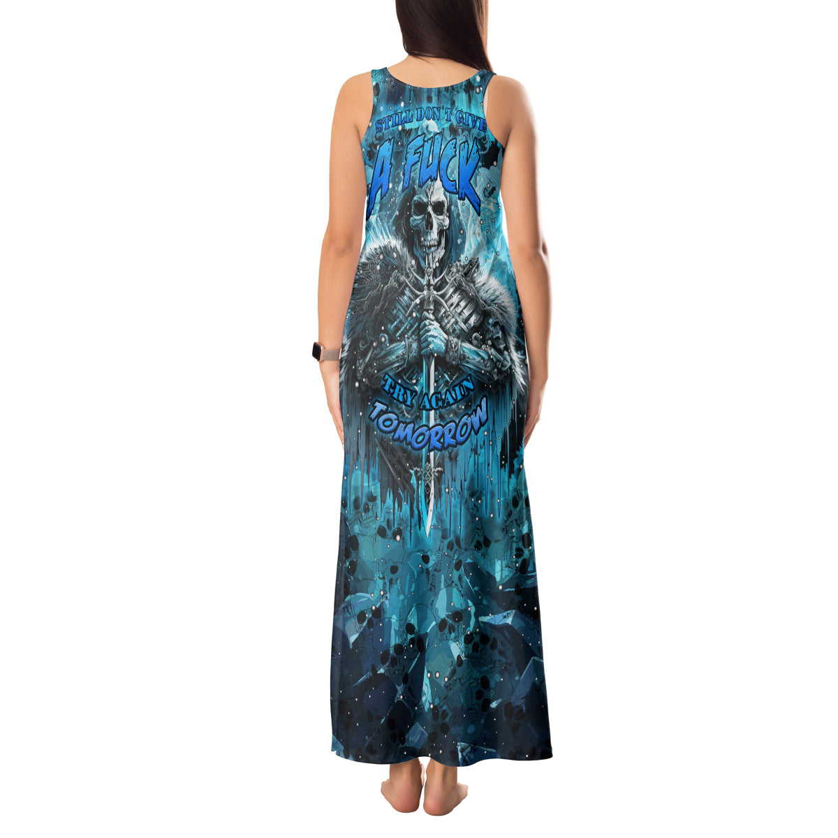 Skull Tank Maxi Dress Try Again Tomorrow - Wonder Print Shop