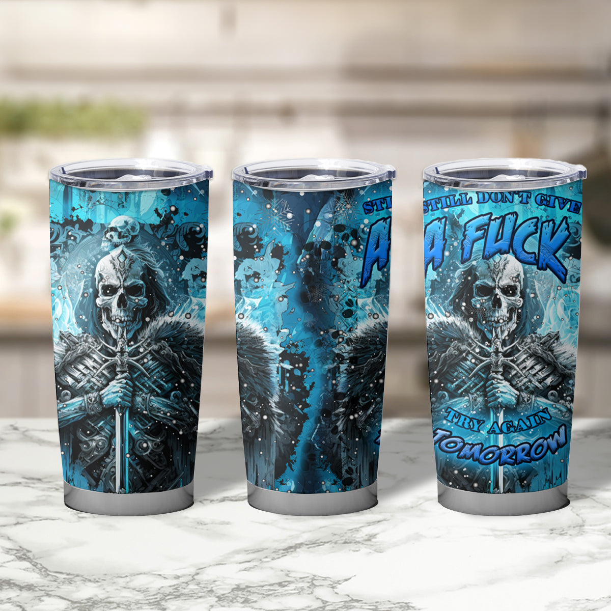 Skull Tumbler Cup Try Again Tomorrow - Wonder Print Shop