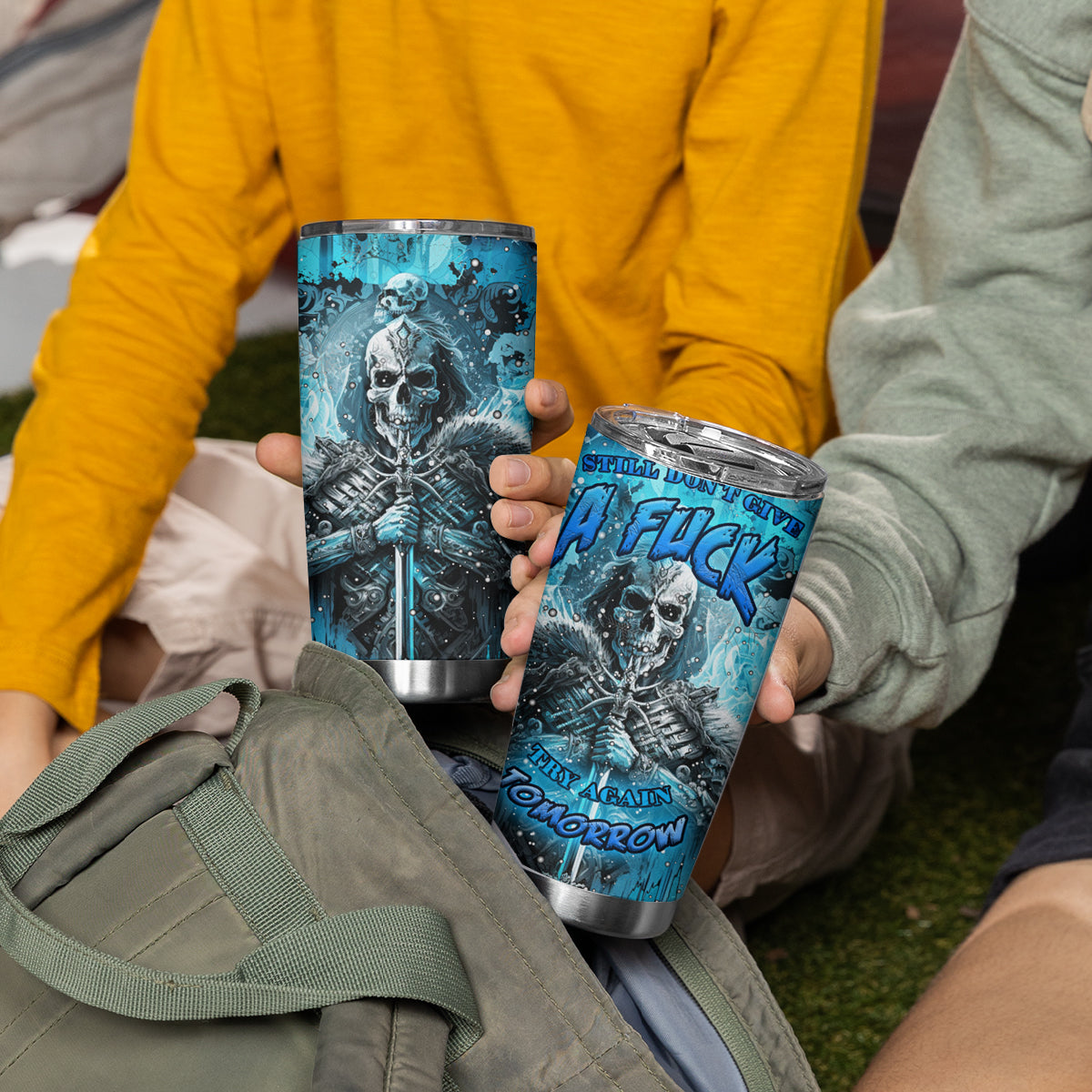 Skull Tumbler Cup Try Again Tomorrow - Wonder Print Shop