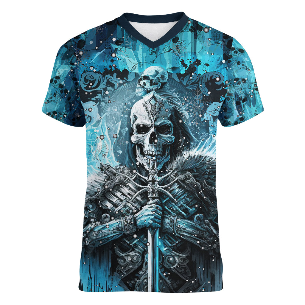 Skull Women V Neck T Shirt Try Again Tomorrow - Wonder Print Shop