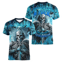 Skull Women V Neck T Shirt Try Again Tomorrow - Wonder Print Shop