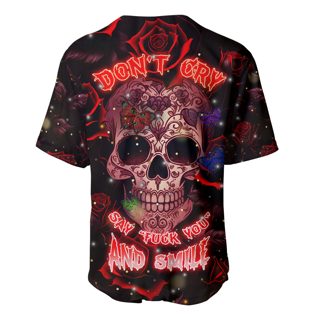 Don't Cry Skull Baseball Jersey - Wonder Print Shop
