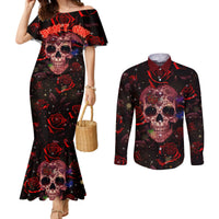 dont-cry-skull-couples-matching-mermaid-dress-and-long-sleeve-button-shirts