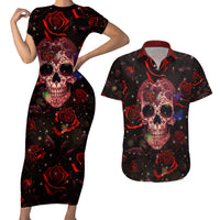 Don't Cry Skull Couples Matching Short Sleeve Bodycon Dress and Hawaiian Shirt - Wonder Print Shop