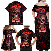 Don't Cry Skull Family Matching Off Shoulder Maxi Dress and Hawaiian Shirt - Wonder Print Shop