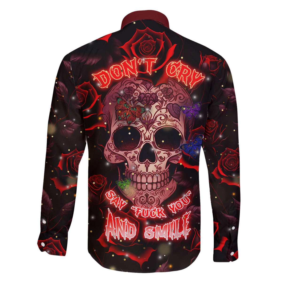 Don't Cry Skull Family Matching Off Shoulder Maxi Dress and Hawaiian Shirt - Wonder Print Shop