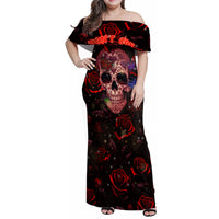 Don't Cry Skull Family Matching Off Shoulder Maxi Dress and Hawaiian Shirt - Wonder Print Shop