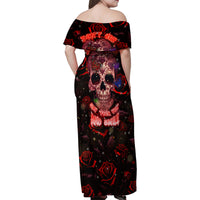Don't Cry Skull Family Matching Off Shoulder Maxi Dress and Hawaiian Shirt - Wonder Print Shop