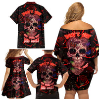 Don't Cry Skull Family Matching Off Shoulder Short Dress and Hawaiian Shirt - Wonder Print Shop