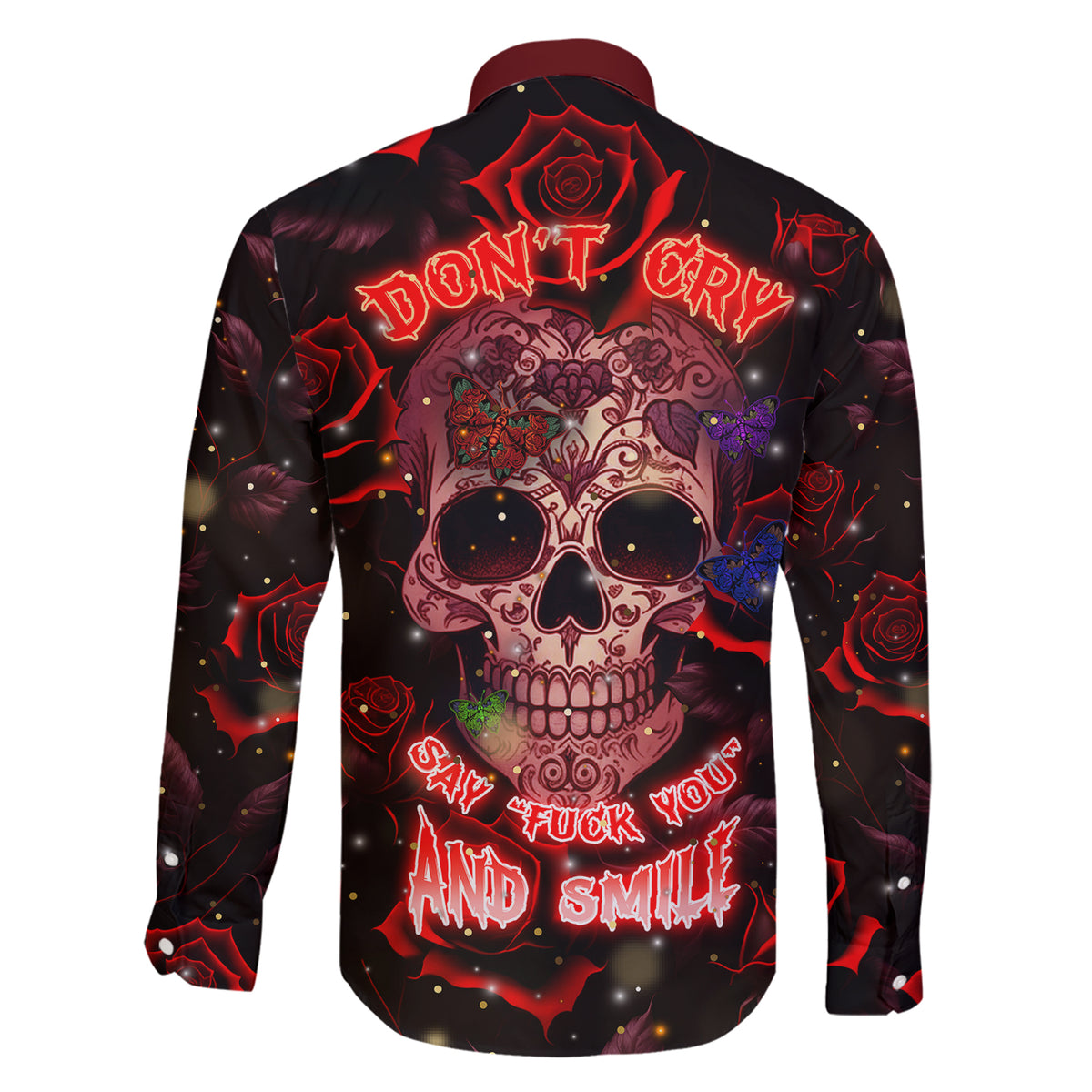 Don't Cry Skull Family Matching Short Sleeve Bodycon Dress and Hawaiian Shirt - Wonder Print Shop