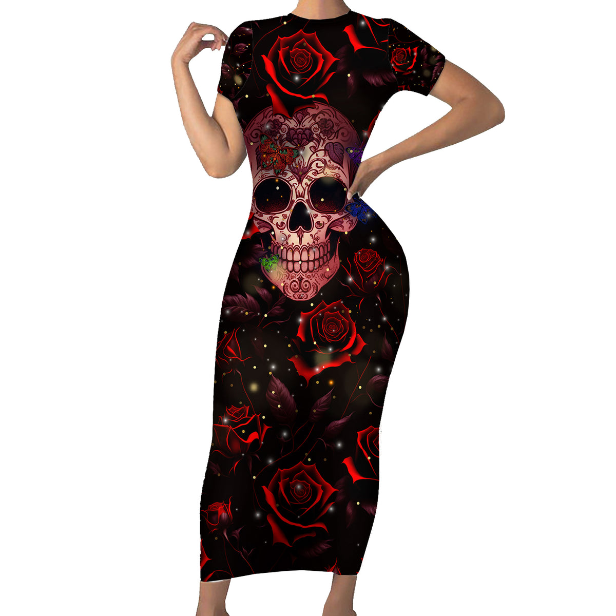 Don't Cry Skull Family Matching Short Sleeve Bodycon Dress and Hawaiian Shirt - Wonder Print Shop