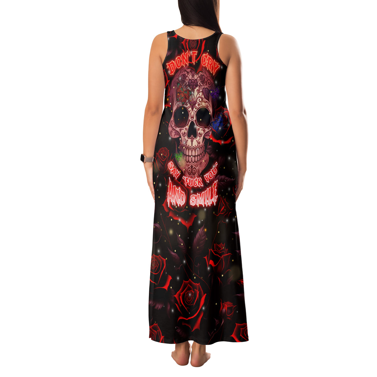 Don't Cry Skull Family Matching Tank Maxi Dress and Hawaiian Shirt - Wonder Print Shop