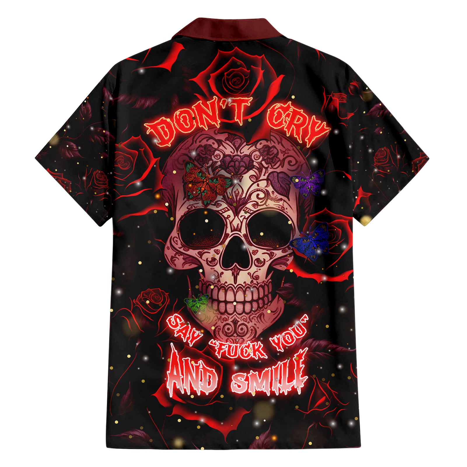 Don't Cry Skull Hawaiian Shirt - Wonder Print Shop