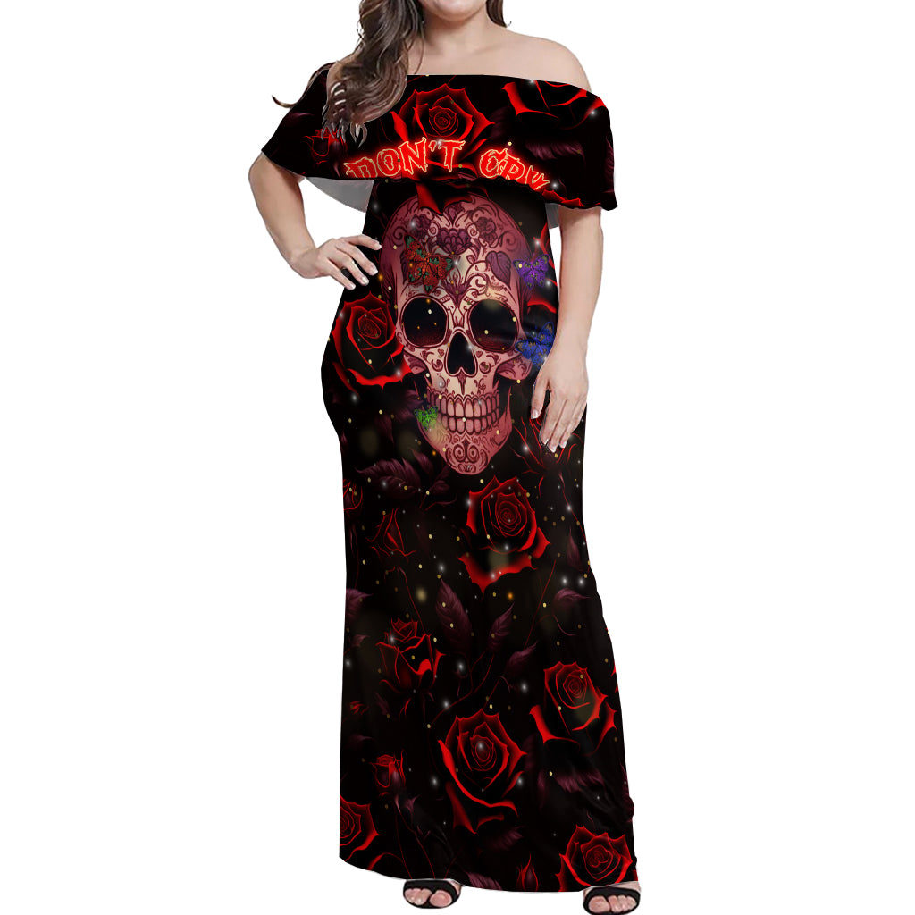 Don't Cry Skull Off Shoulder Maxi Dress - Wonder Print Shop