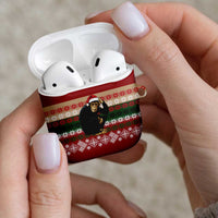 Chimpanzee Christmas AirPods Case Chimpanzee Wearing Santa Hat - Red Green Snowflake - Wonder Print Shop