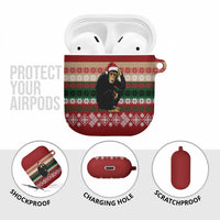 Chimpanzee Christmas AirPods Case Chimpanzee Wearing Santa Hat - Red Green Snowflake - Wonder Print Shop