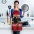 Chimpanzee Christmas Apron Chimpanzee Wearing Santa Hat - Red Green Snowflake - Wonder Print Shop