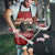 Chimpanzee Christmas Apron Chimpanzee Wearing Santa Hat - Red Green Snowflake - Wonder Print Shop
