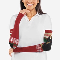 Chimpanzee Christmas Arm Sleeves Chimpanzee Wearing Santa Hat - Red Green Snowflake - Wonder Print Shop