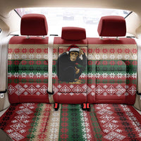 Chimpanzee Christmas Back Car Seat Cover Chimpanzee Wearing Santa Hat - Red Green Snowflake - Wonder Print Shop