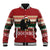 Chimpanzee Christmas Baseball Jacket Chimpanzee Wearing Santa Hat - Red Green Snowflake - Wonder Print Shop
