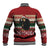 Chimpanzee Christmas Baseball Jacket Chimpanzee Wearing Santa Hat - Red Green Snowflake - Wonder Print Shop