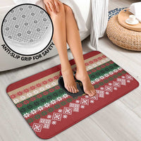 Chimpanzee Christmas Bathroom Set Chimpanzee Wearing Santa Hat - Red Green Snowflake - Wonder Print Shop