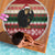 Chimpanzee Christmas Beach Blanket Chimpanzee Wearing Santa Hat - Red Green Snowflake - Wonder Print Shop