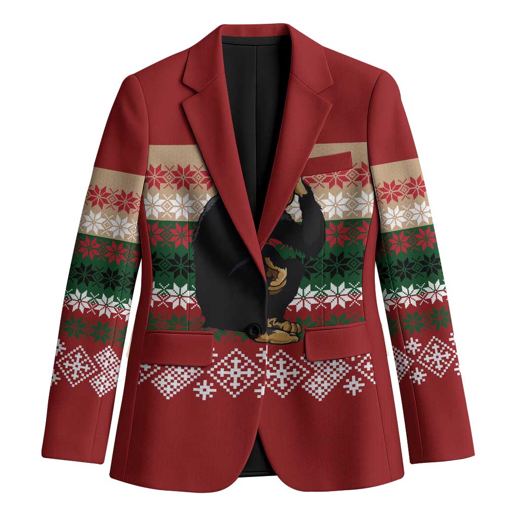 Chimpanzee Christmas Blazer Chimpanzee Wearing Santa Hat - Red Green Snowflake - Wonder Print Shop