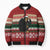 Chimpanzee Christmas Bomber Puffer Jacket Chimpanzee Wearing Santa Hat - Red Green Snowflake - Wonder Print Shop