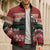 Chimpanzee Christmas Bomber Puffer Jacket Chimpanzee Wearing Santa Hat - Red Green Snowflake - Wonder Print Shop