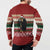 Chimpanzee Christmas Button Sweatshirt Chimpanzee Wearing Santa Hat - Red Green Snowflake - Wonder Print Shop