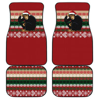 Chimpanzee Christmas Car Mats Chimpanzee Wearing Santa Hat - Red Green Snowflake - Wonder Print Shop