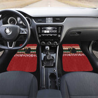 Chimpanzee Christmas Car Mats Chimpanzee Wearing Santa Hat - Red Green Snowflake - Wonder Print Shop