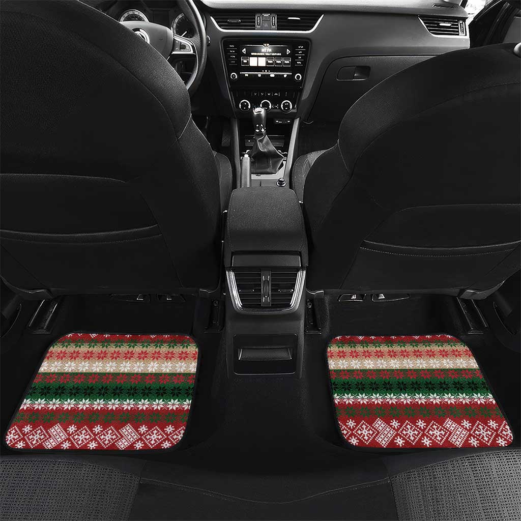 Chimpanzee Christmas Car Mats Chimpanzee Wearing Santa Hat - Red Green Snowflake - Wonder Print Shop
