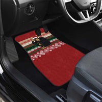 Chimpanzee Christmas Car Mats Chimpanzee Wearing Santa Hat - Red Green Snowflake - Wonder Print Shop