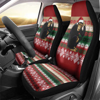 Chimpanzee Christmas Car Seat Cover Chimpanzee Wearing Santa Hat - Red Green Snowflake - Wonder Print Shop