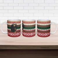 Chimpanzee Christmas Ceramic Mug Chimpanzee Wearing Santa Hat - Red Green Snowflake - Wonder Print Shop