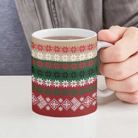 Chimpanzee Christmas Ceramic Mug Chimpanzee Wearing Santa Hat - Red Green Snowflake - Wonder Print Shop